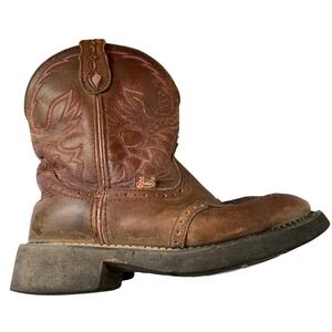 Justin Gypsy‎ Gemma Women's 7.5 Cowgirl Boots Aged Bark Purple Accents